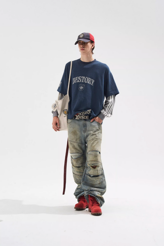 BLIND NO PLAN Layered Waffle and Jersey Long Sleeve Tee | Face 3 Face