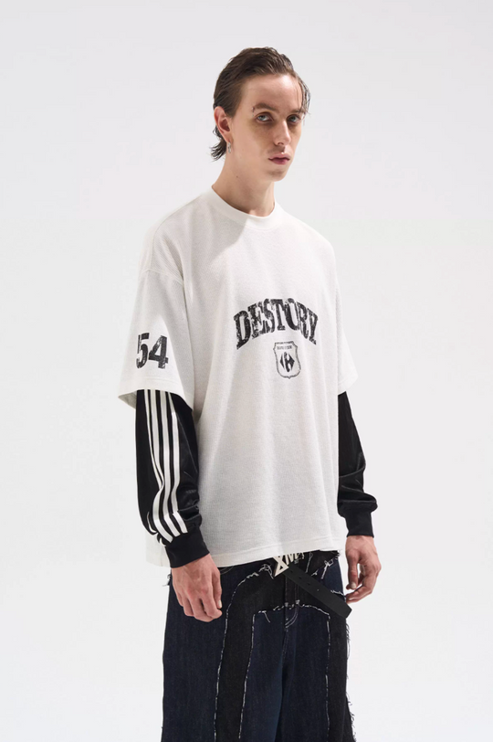 BLIND NO PLAN Layered Waffle and Jersey Long Sleeve Tee | Face 3 Face