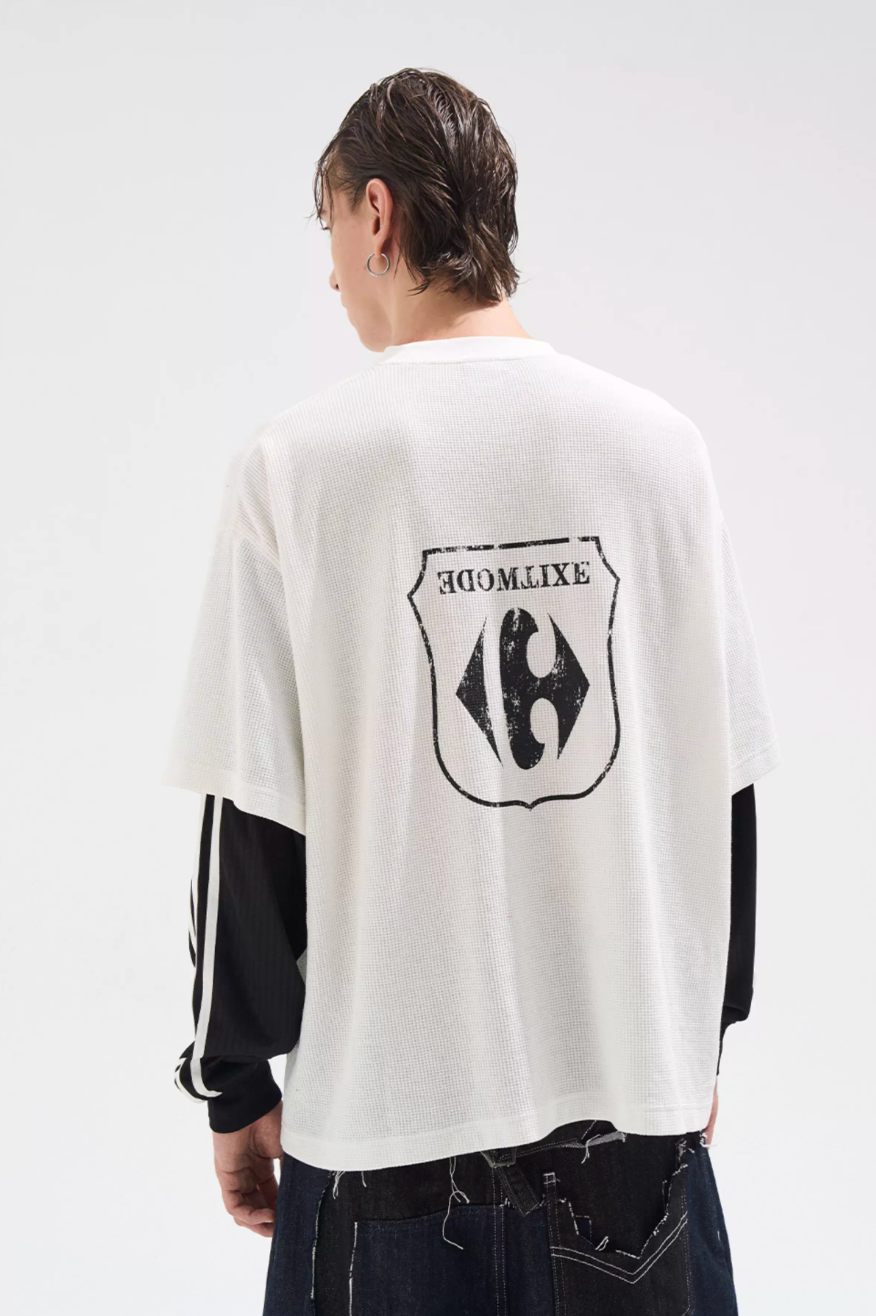 BLIND NO PLAN Layered Waffle and Jersey Long Sleeve Tee | Face 3 Face