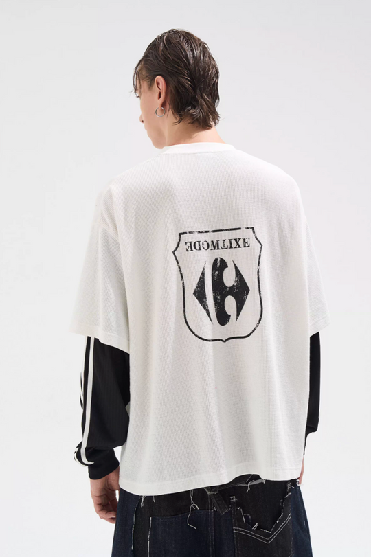 BLIND NO PLAN Layered Waffle and Jersey Long Sleeve Tee | Face 3 Face