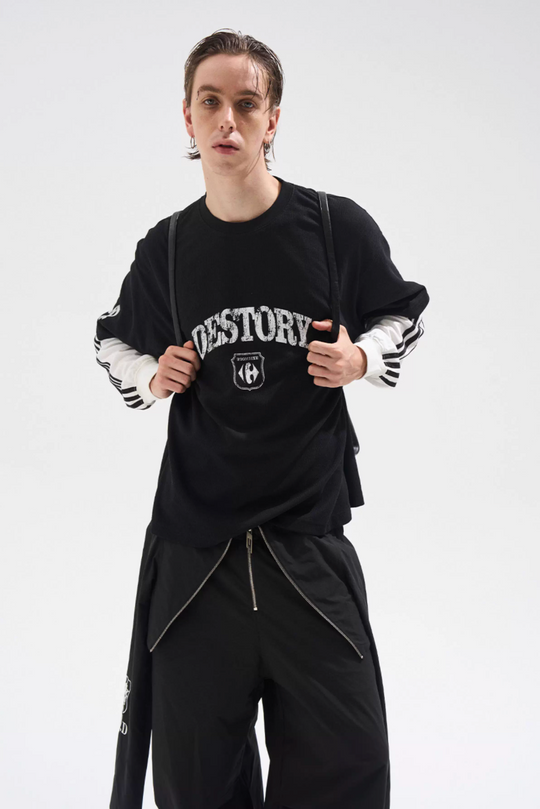 BLIND NO PLAN Layered Waffle and Jersey Long Sleeve Tee | Face 3 Face