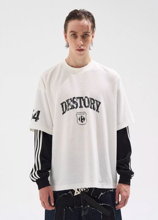 BLIND NO PLAN Layered Waffle and Jersey Long Sleeve Tee | Face 3 Face