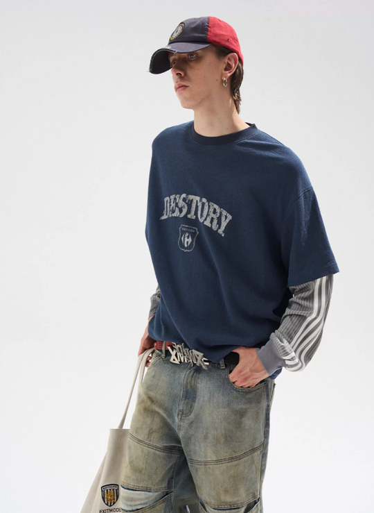 BLIND NO PLAN Layered Waffle and Jersey Long Sleeve Tee | Face 3 Face