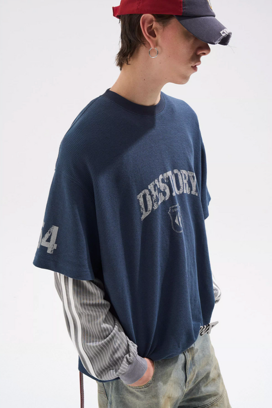 BLIND NO PLAN Layered Waffle and Jersey Long Sleeve Tee | Face 3 Face