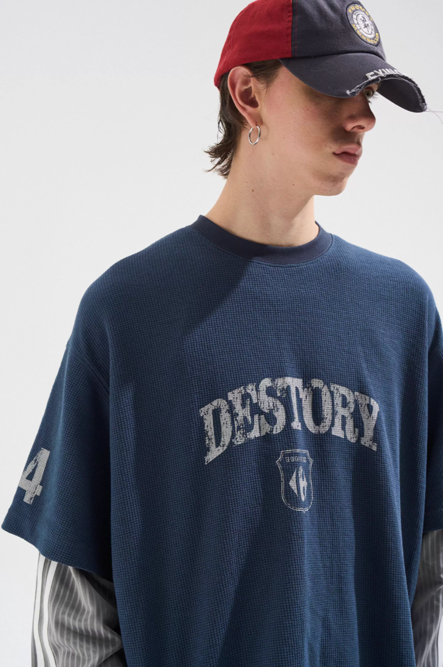 BLIND NO PLAN Layered Waffle and Jersey Long Sleeve Tee | Face 3 Face