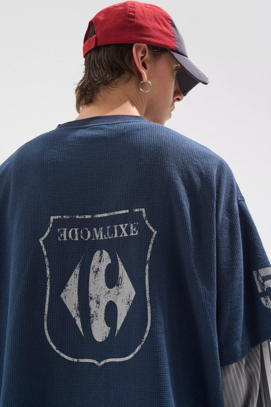 BLIND NO PLAN Layered Waffle and Jersey Long Sleeve Tee | Face 3 Face