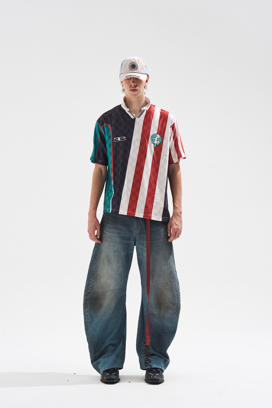 BLIND NO PLAN Digital Print Checkerboard Polo Jersey | Face 3 Face