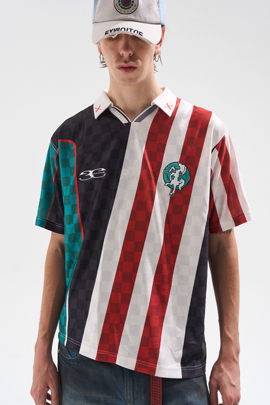 BLIND NO PLAN Digital Print Checkerboard Polo Jersey | Face 3 Face