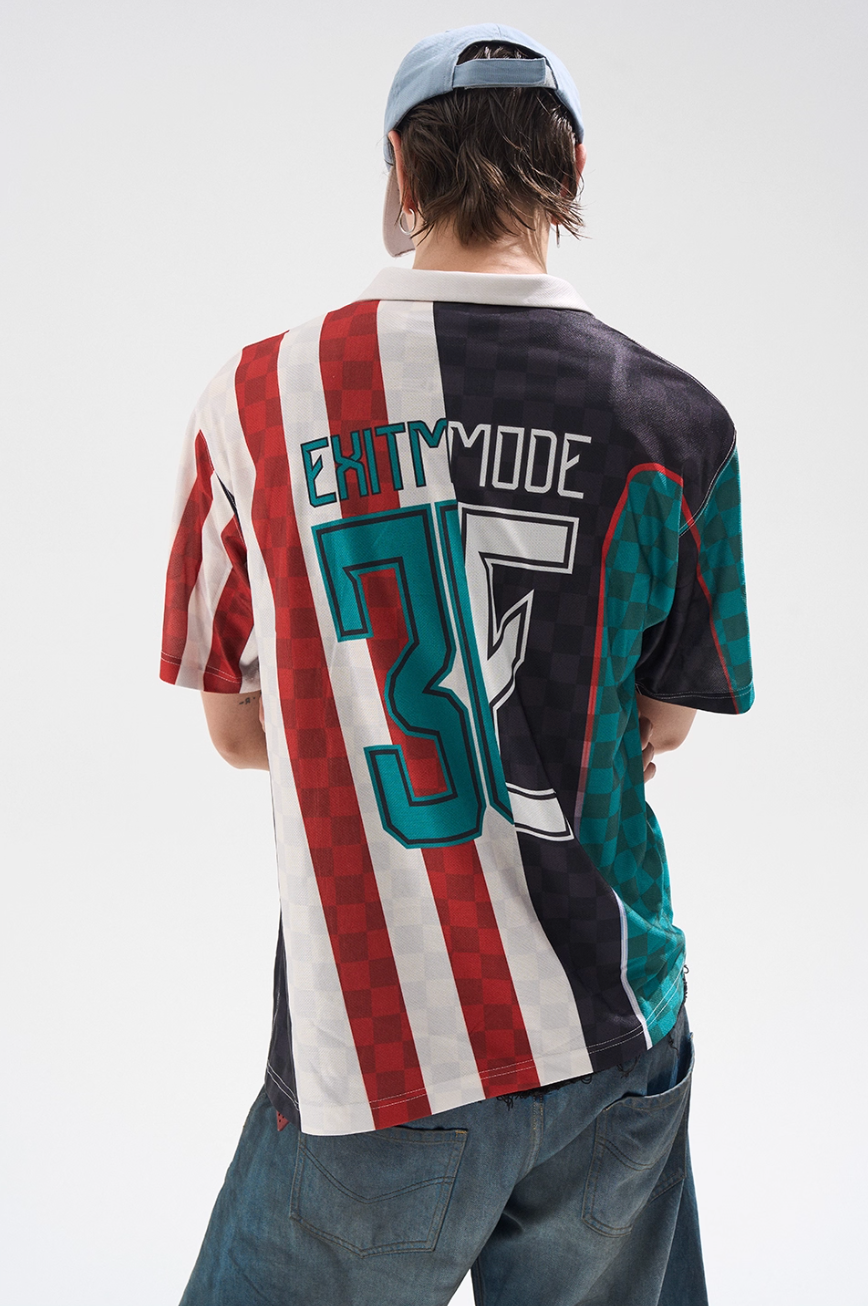 BLIND NO PLAN Digital Print Checkerboard Polo Jersey | Face 3 Face