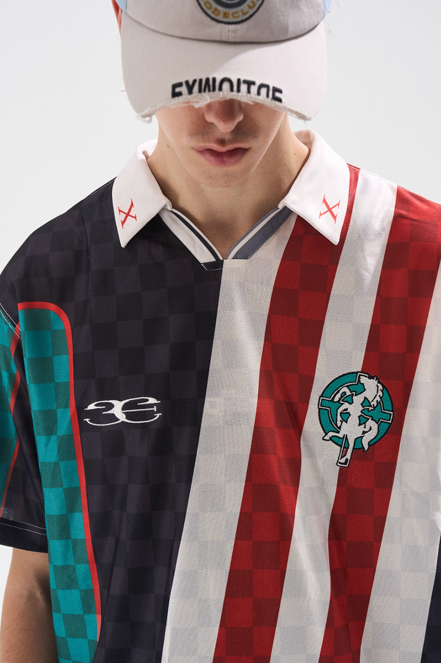 BLIND NO PLAN Digital Print Checkerboard Polo Jersey | Face 3 Face