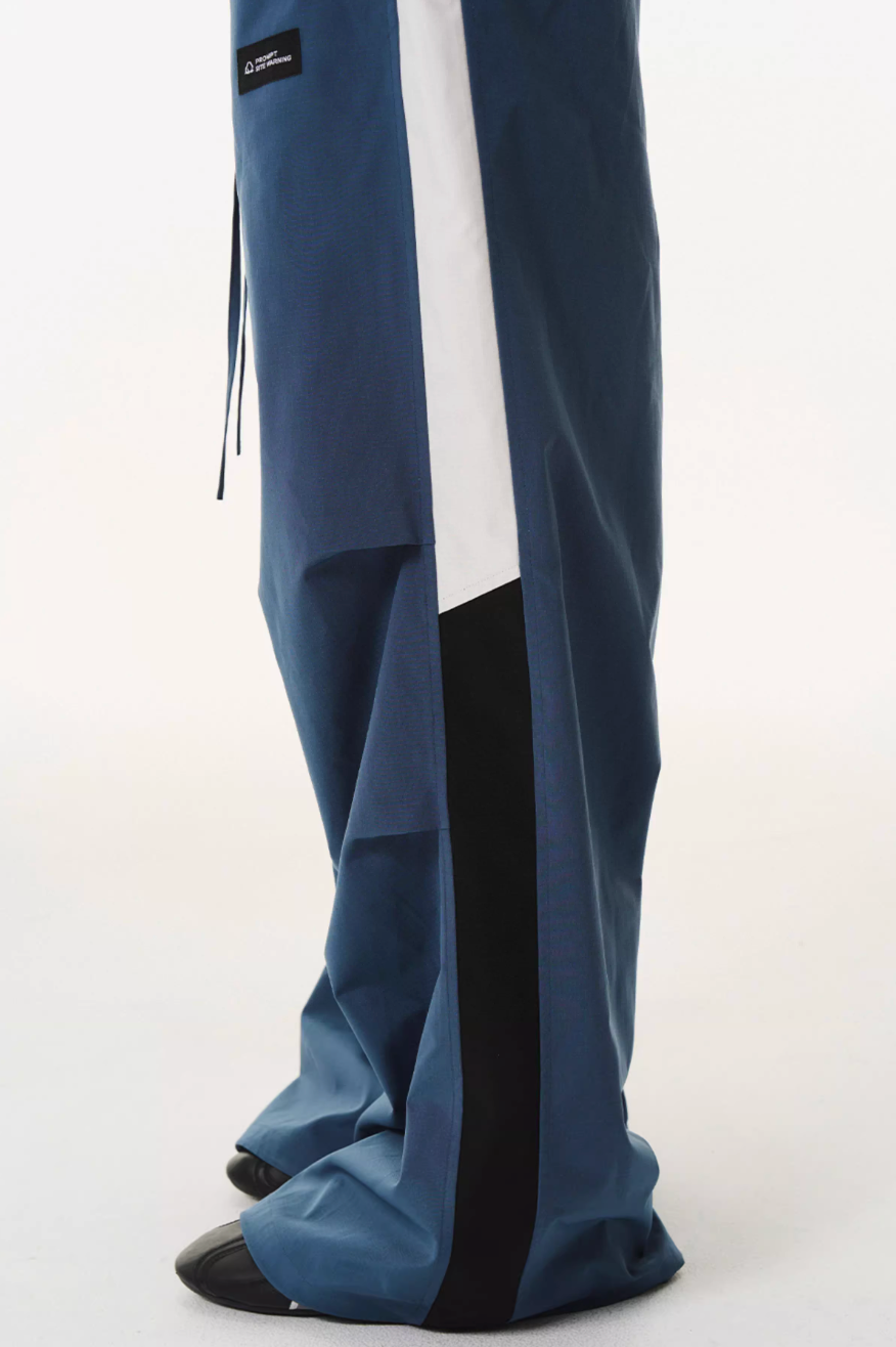 BLIND NO PLAN Double Waist Layered Color Block Pleated Track Pants | Face 3 Face