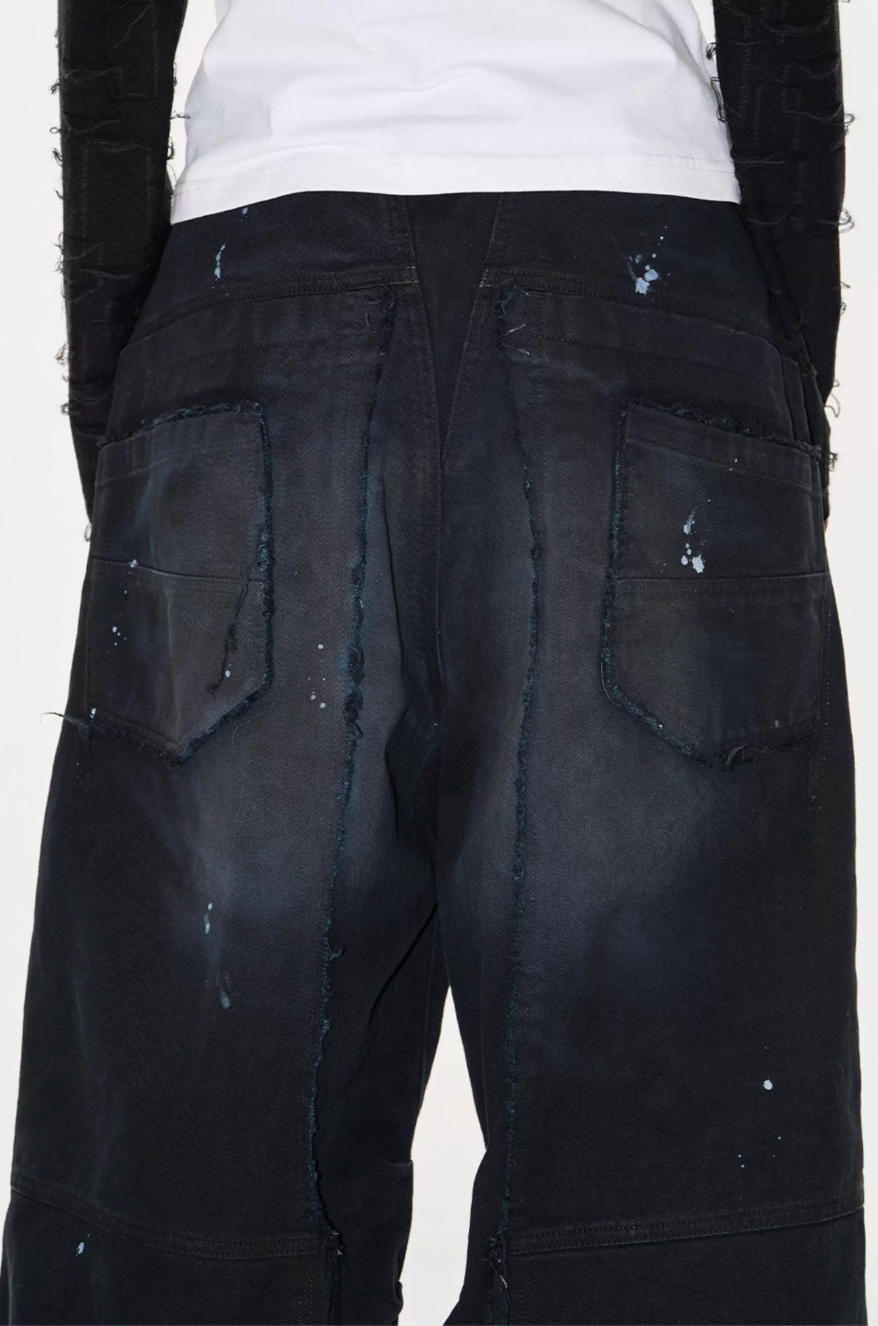 BLIND NO PLAN Washed Ink Splatter Patchwork Baggy Jeans | Face 3 Face