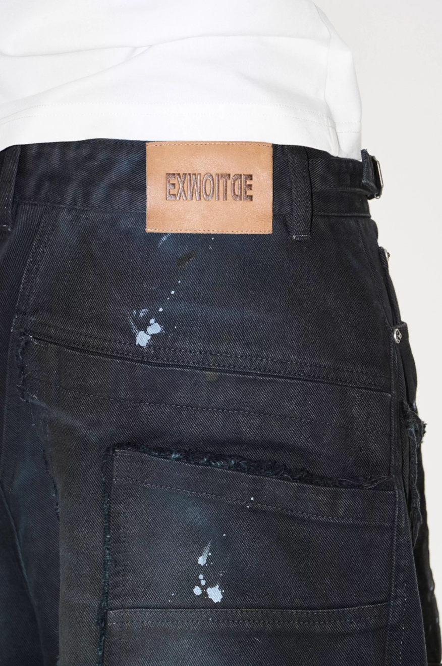 BLIND NO PLAN Washed Ink Splatter Patchwork Baggy Jeans | Face 3 Face