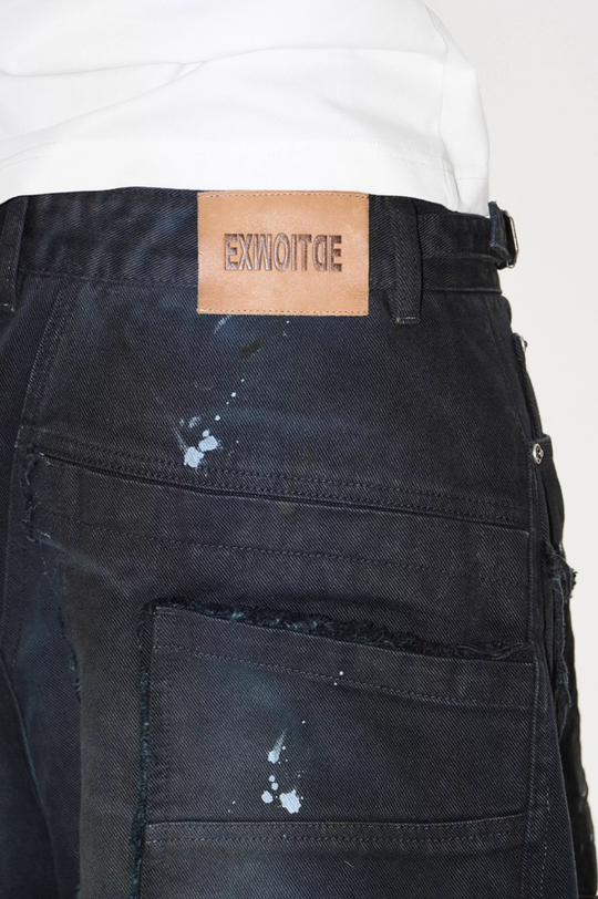 BLIND NO PLAN Washed Ink Splatter Patchwork Baggy Jeans | Face 3 Face