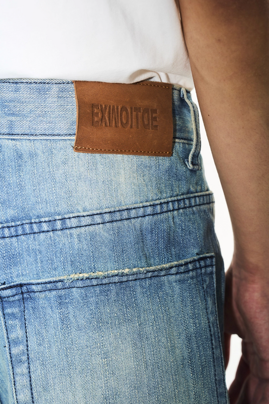 BLIND NO PLAN Washed Blue Footprint Baggy Jeans | Face 3 Face