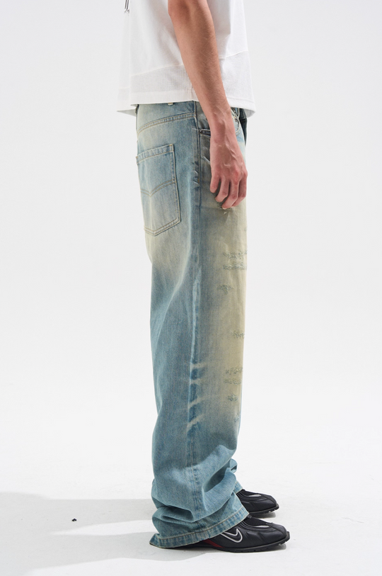 BLIND NO PLAN Handmade Cat Whiskers Washed Baggy Jeans | Face 3 Face