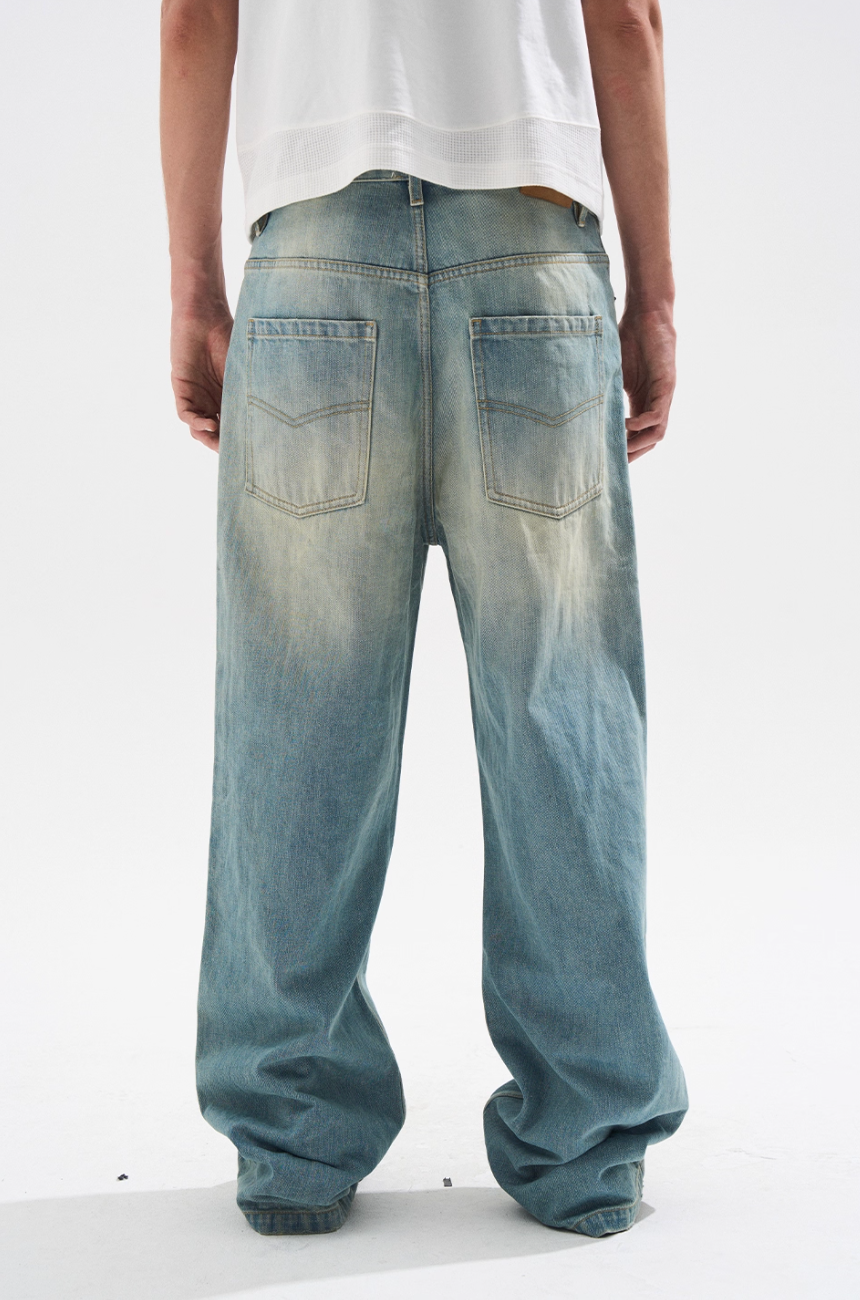 BLIND NO PLAN Handmade Cat Whiskers Washed Baggy Jeans | Face 3 Face