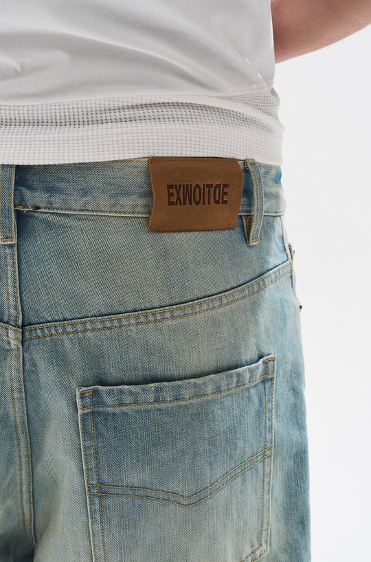 BLIND NO PLAN Handmade Cat Whiskers Washed Baggy Jeans | Face 3 Face