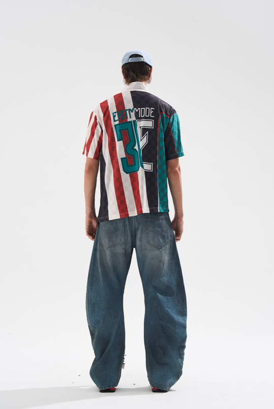 BLIND NO PLAN Frayed Waist Patchwork Washed Machete Jeans | Face 3 Face