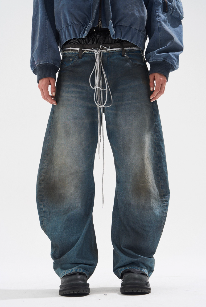 BLIND NO PLAN Frayed Waist Patchwork Washed Machete Jeans | Face 3 Face