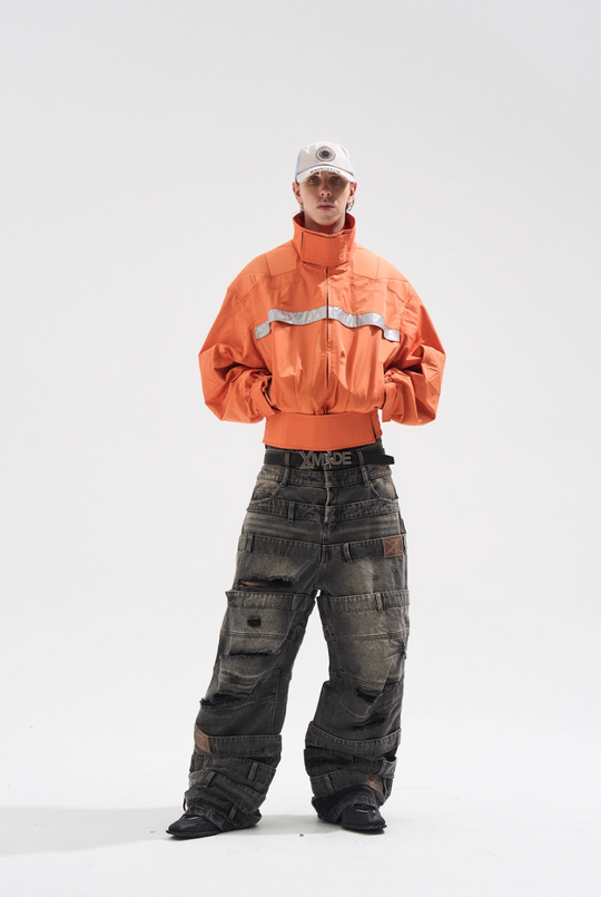 BLIND NO PLAN Multi Layered Waist Ash Washed Baggy Jeans | Face 3 Face