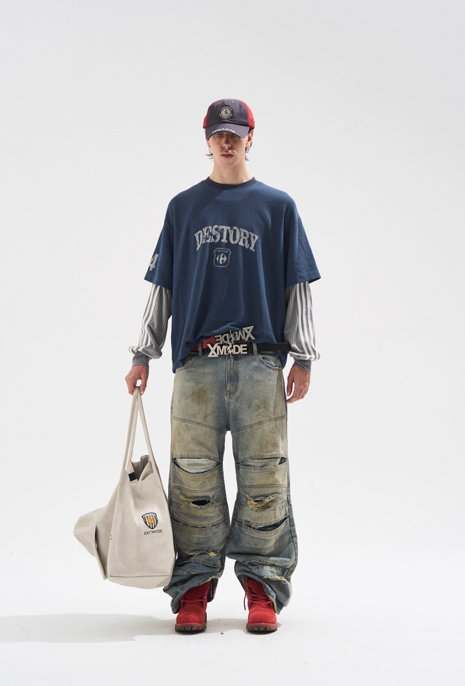 BLIND NO PLAN Layered Split Dirty Washed Baggy Jeans | Face 3 Face
