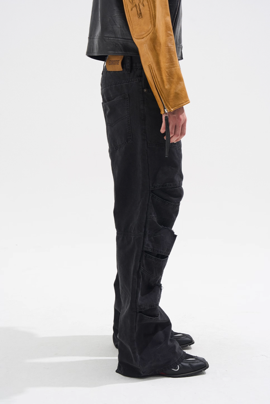 BLIND NO PLAN Layered Split Dirty Washed Baggy Jeans | Face 3 Face