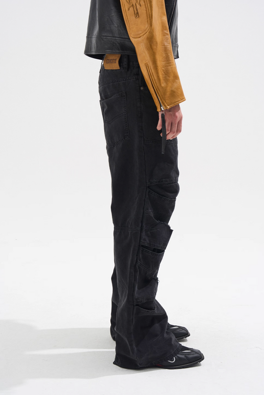 BLIND NO PLAN Layered Split Dirty Washed Baggy Jeans | Face 3 Face