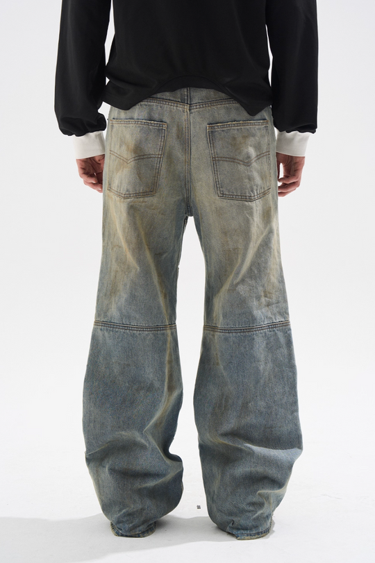 BLIND NO PLAN Layered Split Dirty Washed Baggy Jeans | Face 3 Face