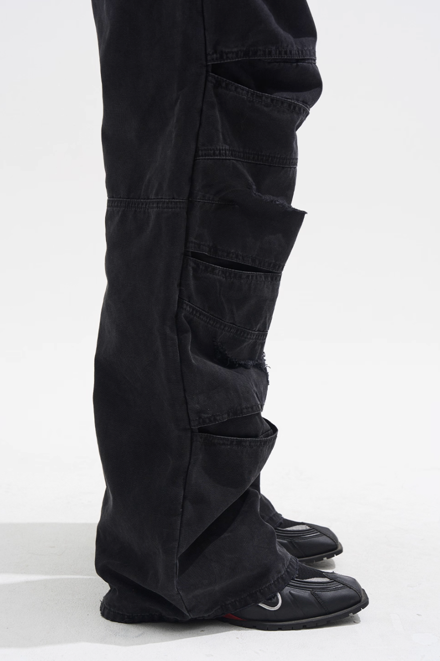 BLIND NO PLAN Layered Split Dirty Washed Baggy Jeans | Face 3 Face