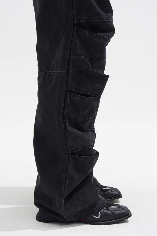 BLIND NO PLAN Layered Split Dirty Washed Baggy Jeans | Face 3 Face