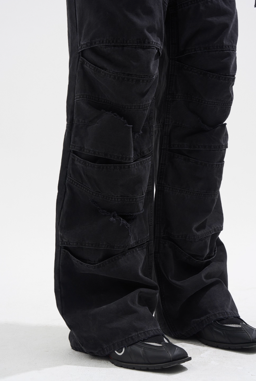 BLIND NO PLAN Layered Split Dirty Washed Baggy Jeans | Face 3 Face