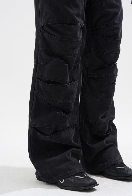 BLIND NO PLAN Layered Split Dirty Washed Baggy Jeans | Face 3 Face