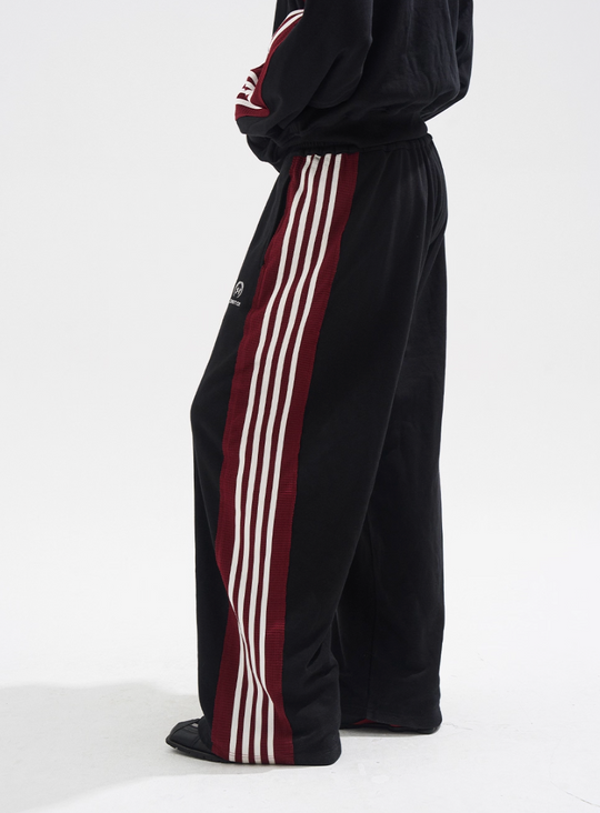 BLIND NO PLAN Striped Patchwork Baggy Sweatpants | Face 3 Face
