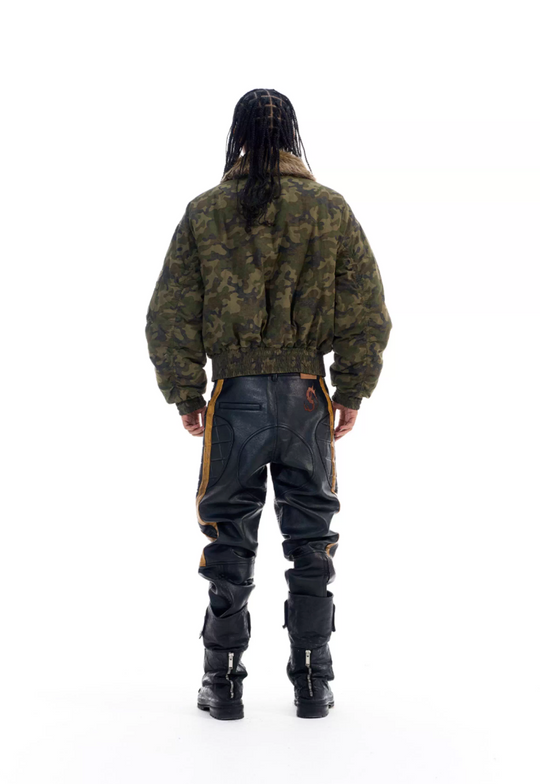 BLIND NO PLAN Striped Distressed PU Leather Moto Pants | Face 3 Face