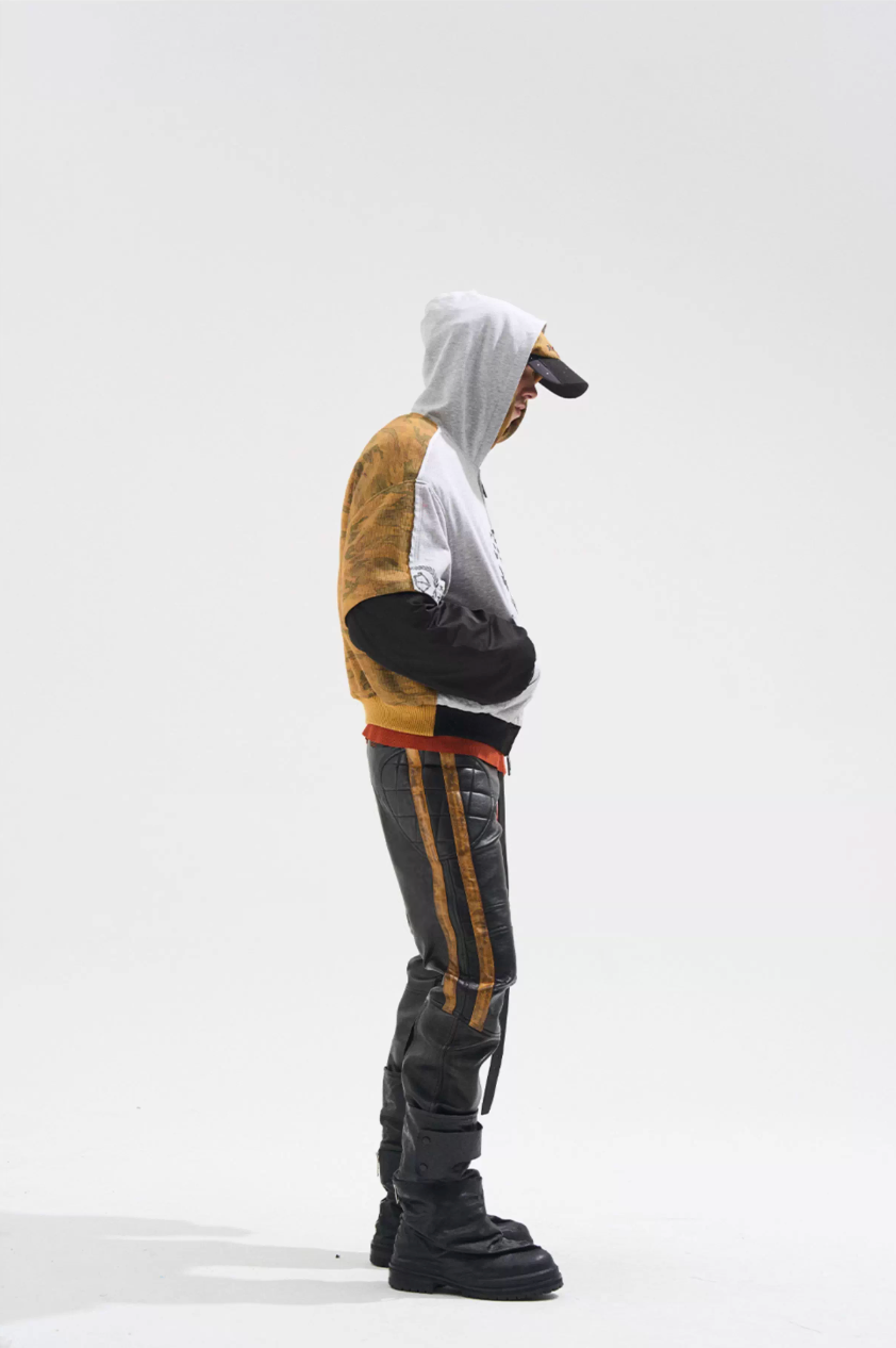 BLIND NO PLAN Striped Distressed PU Leather Moto Pants | Face 3 Face