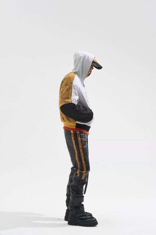 BLIND NO PLAN Striped Distressed PU Leather Moto Pants | Face 3 Face