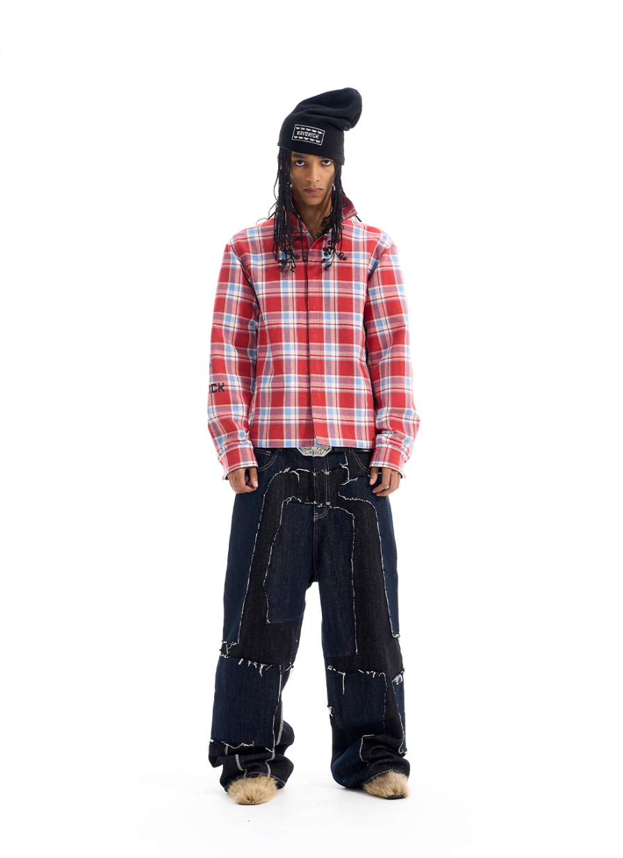 BLIND NO PLAN Frayed Edge Patchwork Remake Denim Jeans | Face 3 Face