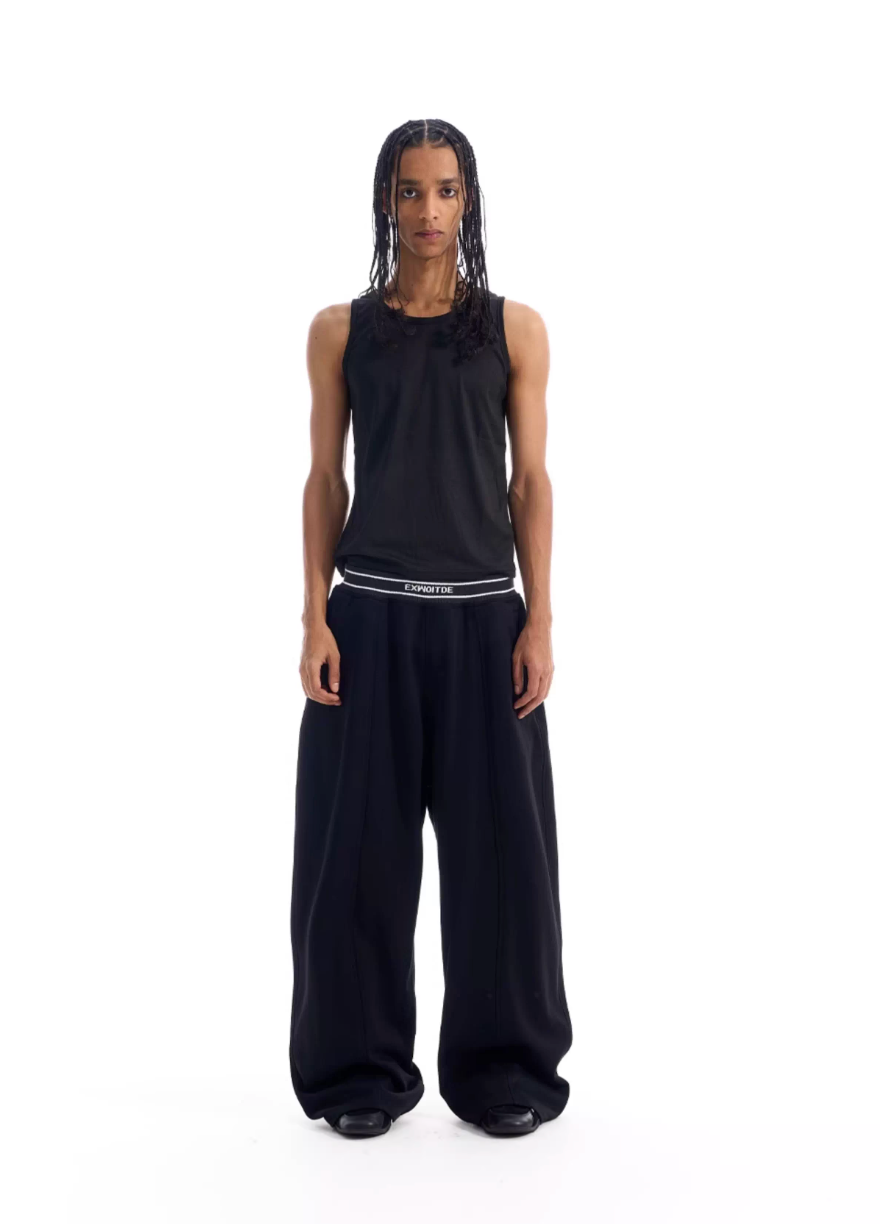 BLIND NO PLAN Ribbed Waist Baggy Sweatpants | Face 3 Face
