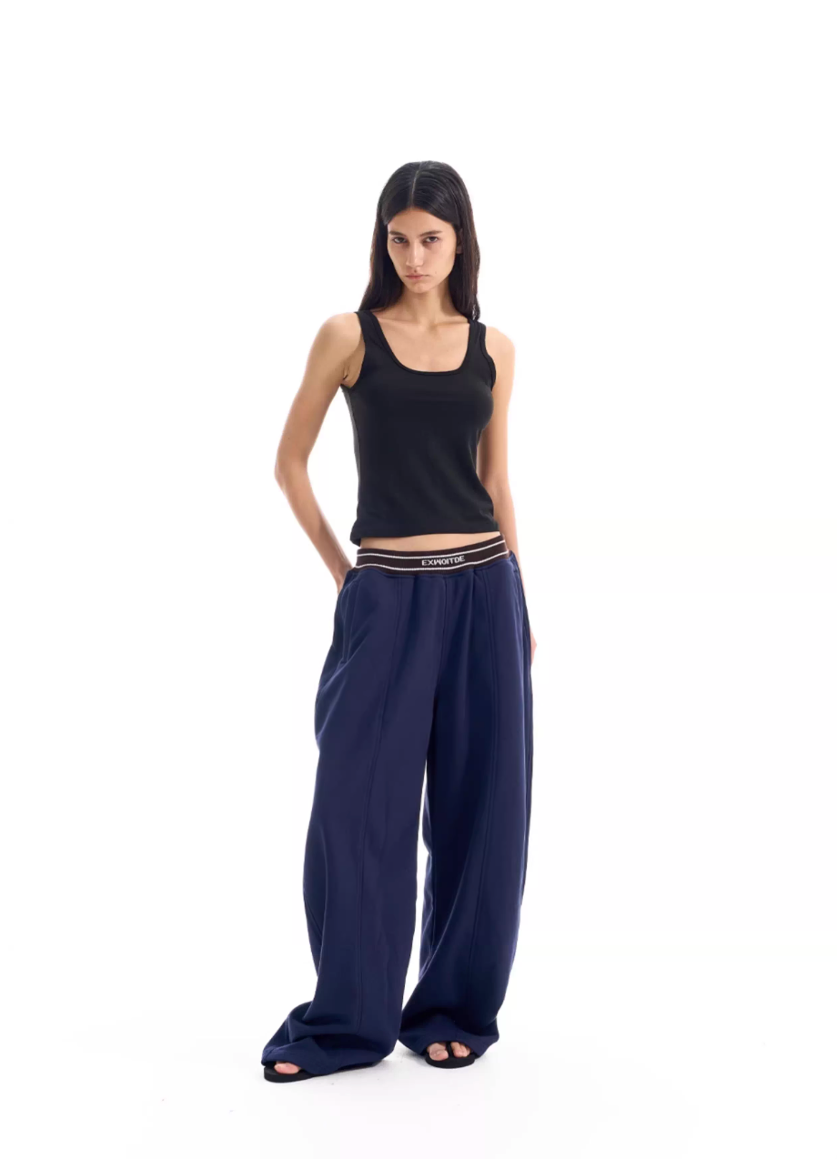 BLIND NO PLAN Ribbed Waist Baggy Sweatpants | Face 3 Face
