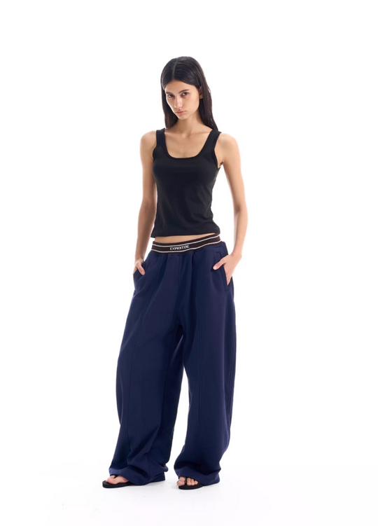BLIND NO PLAN Ribbed Waist Baggy Sweatpants | Face 3 Face