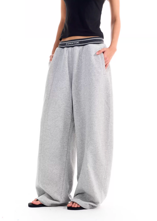 BLIND NO PLAN Ribbed Waist Baggy Sweatpants | Face 3 Face