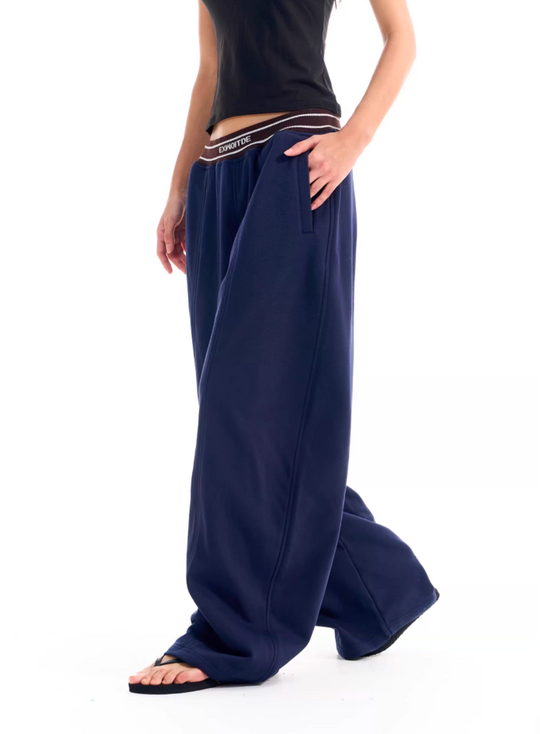 BLIND NO PLAN Ribbed Waist Baggy Sweatpants | Face 3 Face