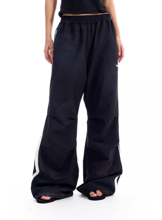 BLIND NO PLAN Striped Pleated Baggy Track Pants | Face 3 Face