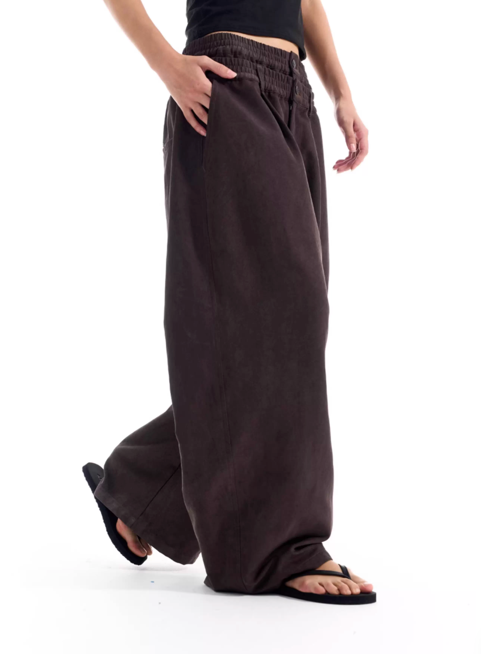 BLIND NO PLAN Layered Double Waist Tuck Baggy Pants | Face 3 Face