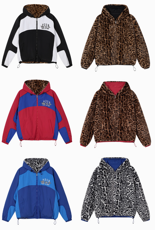 MEDM Reversible Leopard Fur Hooded Track Jacket | Face 3 Face