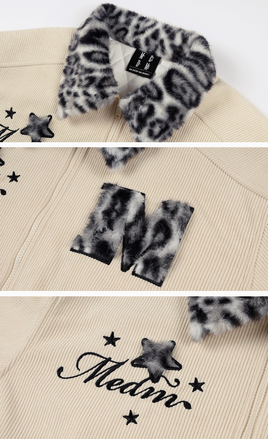 MEDM Leopard Fur Collar Corduroy Jacket | Face 3 Face