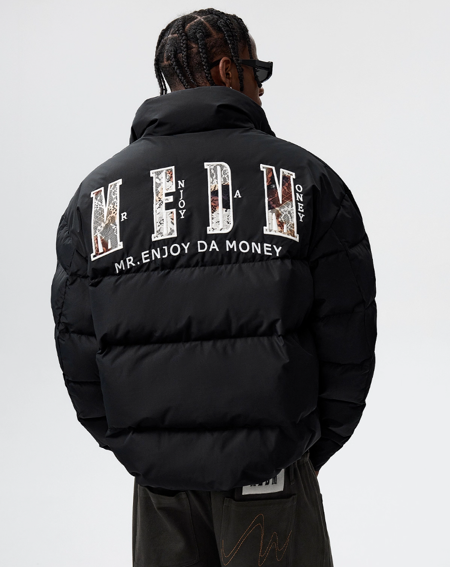 MEDM 3D Embroidered Lace Puffer Jacket | Face 3 Face