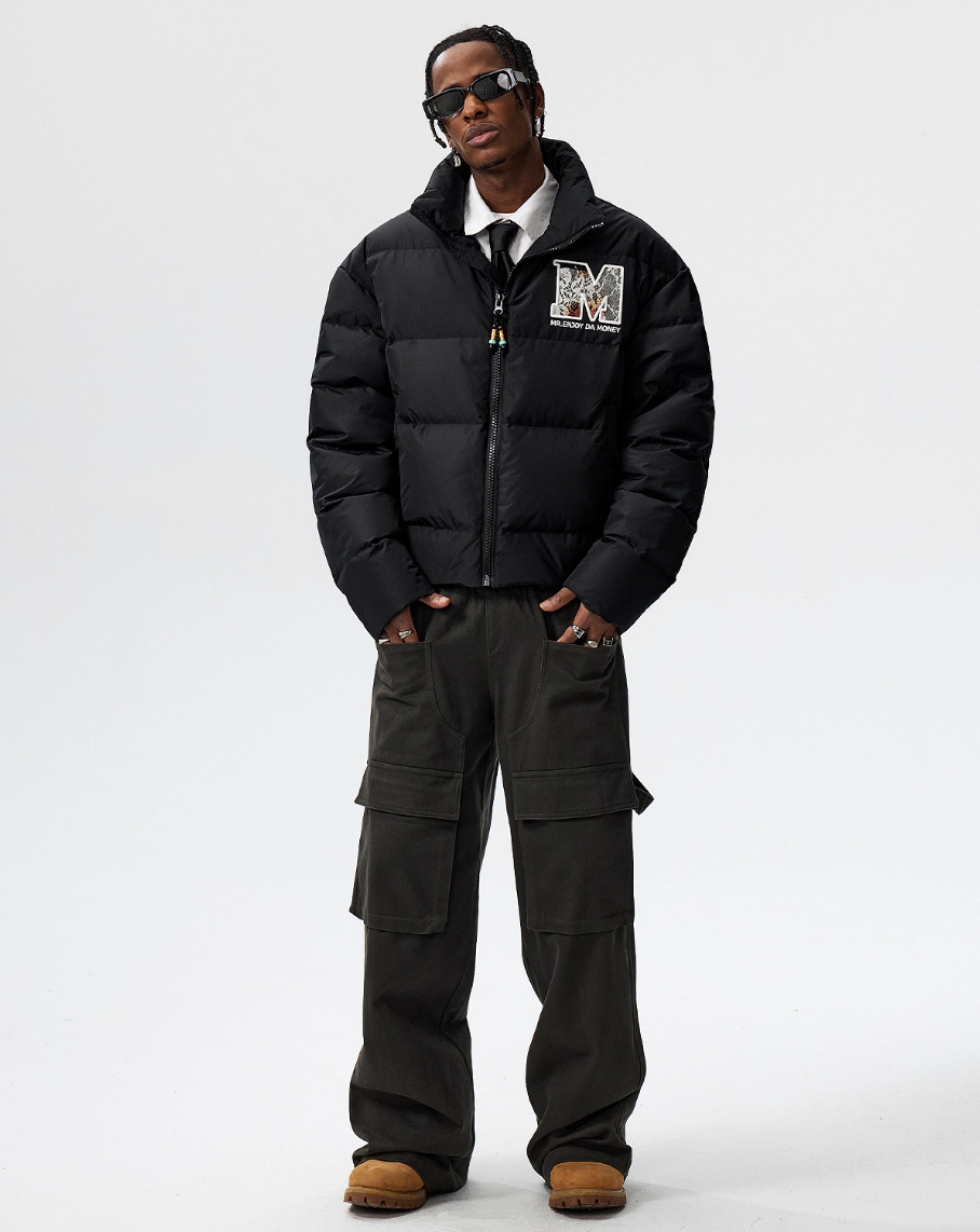 MEDM 3D Embroidered Lace Puffer Jacket | Face 3 Face