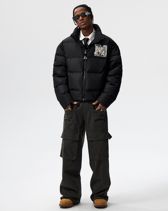 MEDM 3D Embroidered Lace Puffer Jacket | Face 3 Face